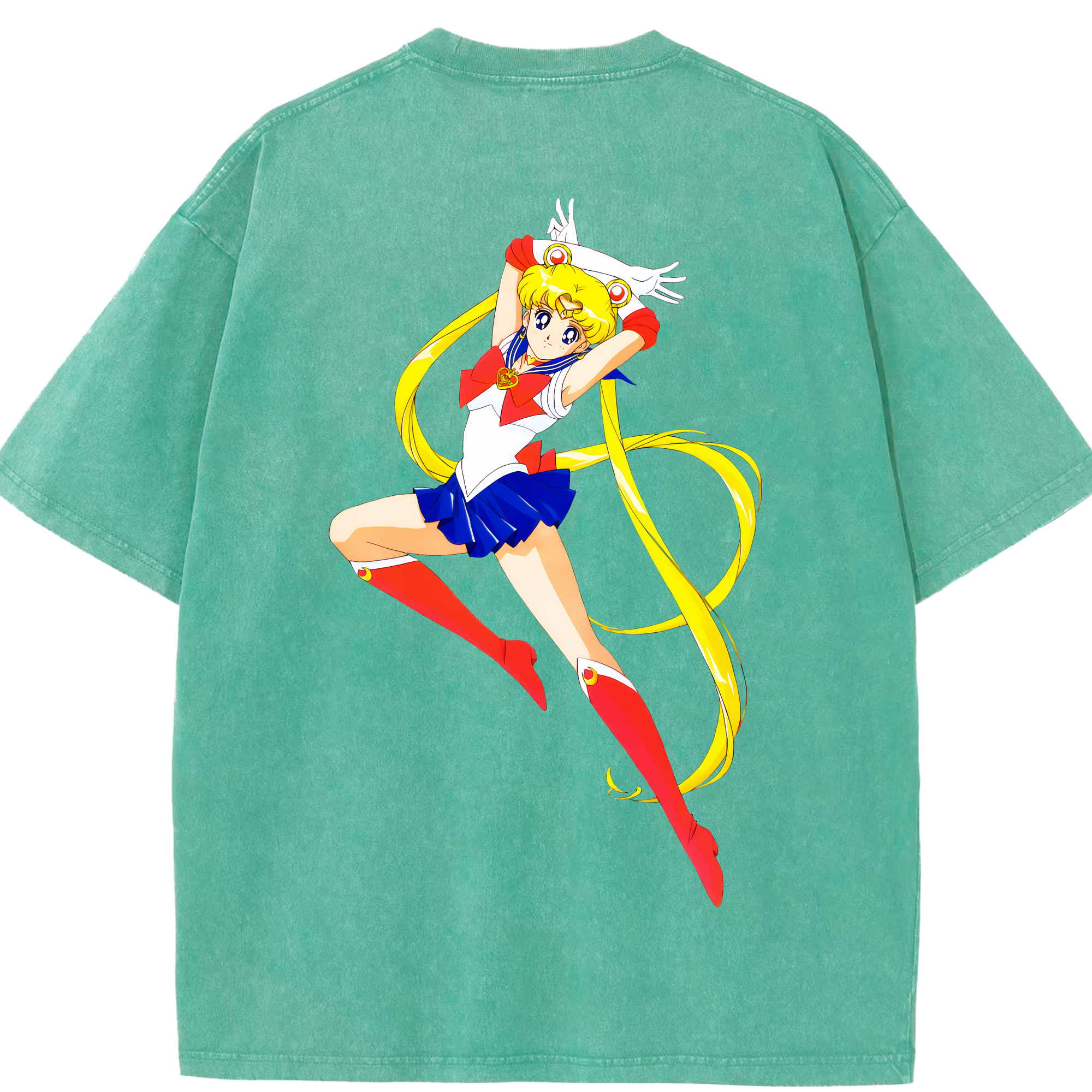 （画像用） 美少女戦士セーラームーン 月野 うさぎ つきの うさぎ Sailor Moon Tsukino Usagi 綿100% ヴィンテージ風 半袖Tシャツ（背面プリント）